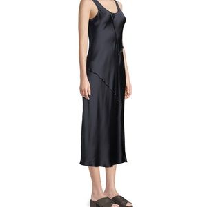 Vince Raw-Edge Silk Tank Dress in Navy